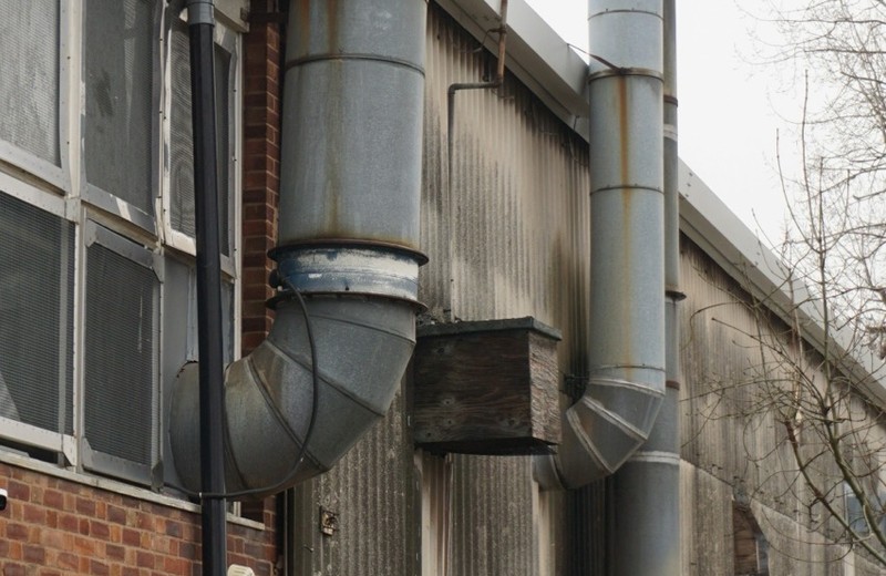 Rooftop kitchen extract fan and ductwork in Accrington