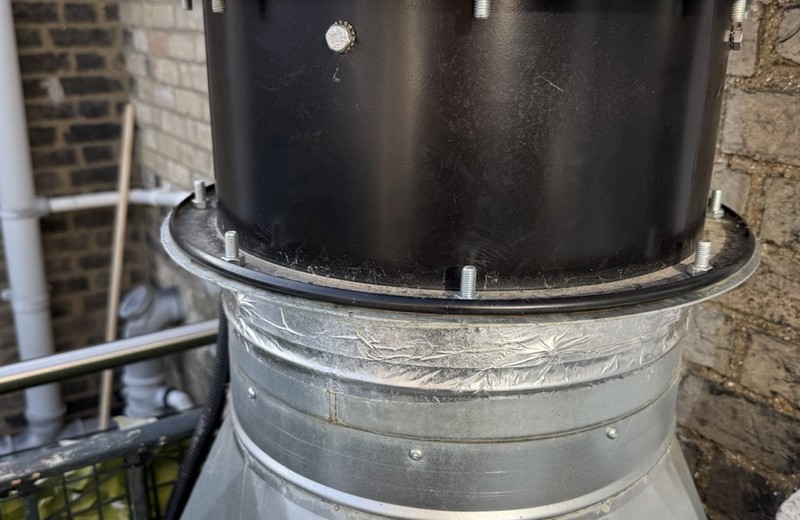 Rooftop kitchen extract fan and ductwork in Alnwick
