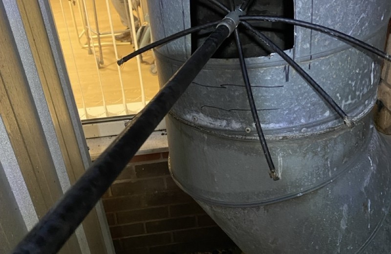 Rooftop kitchen extract fan and ductwork in Cardiff