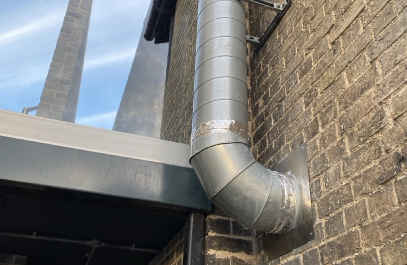 Rooftop kitchen extract fan and ductwork in Daventry