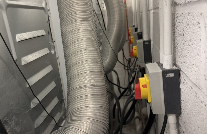 Rooftop kitchen extract fan and ductwork in Exeter