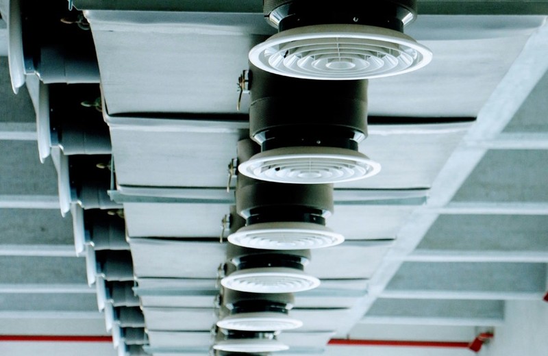 Rooftop kitchen extract fan and ductwork in Halesowen
