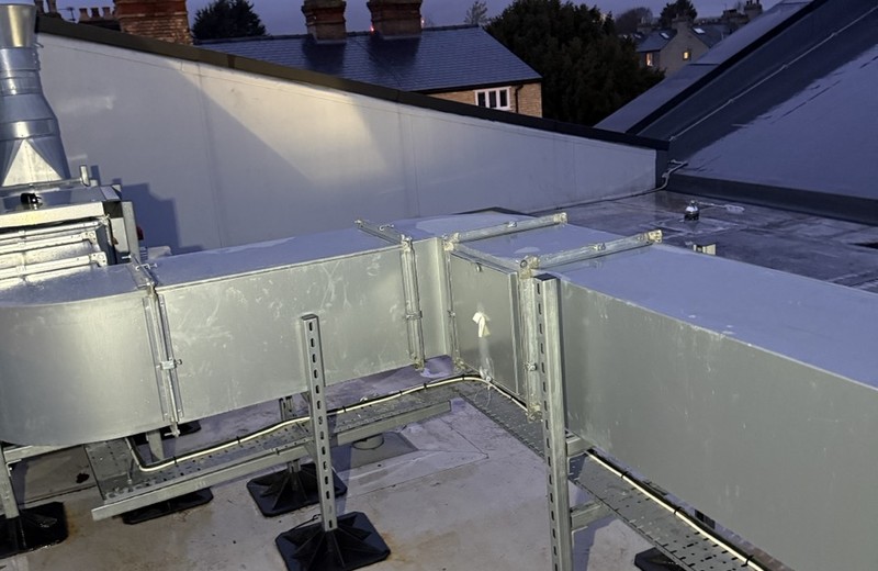 Rooftop kitchen extract fan and ductwork in Hove