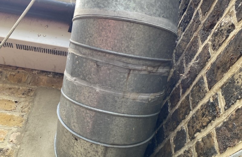 Rooftop kitchen extract fan and ductwork in Llanelli