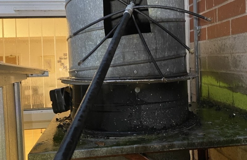 Rooftop kitchen extract fan and ductwork in Ludlow