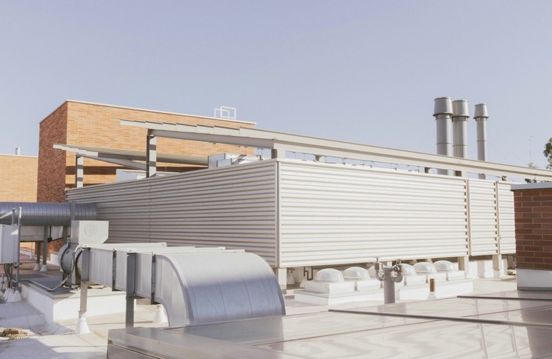 Rooftop kitchen extract fan and ductwork in Redcar