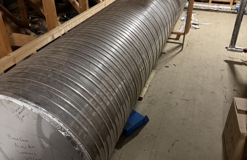 Rooftop kitchen extract fan and ductwork in Rochdale