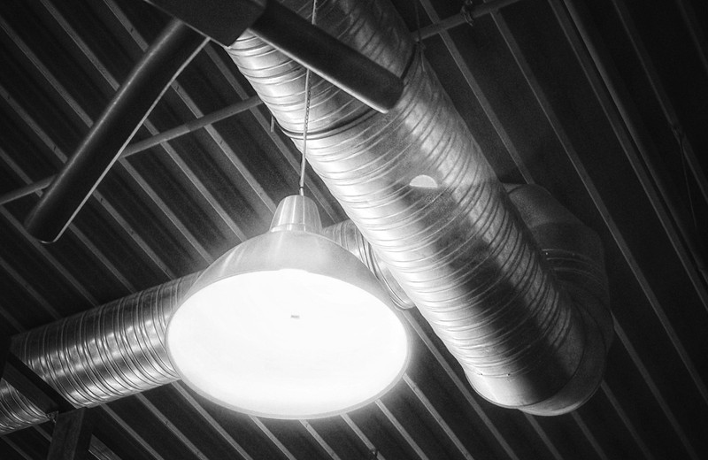 Rooftop kitchen extract fan and ductwork in Stafford