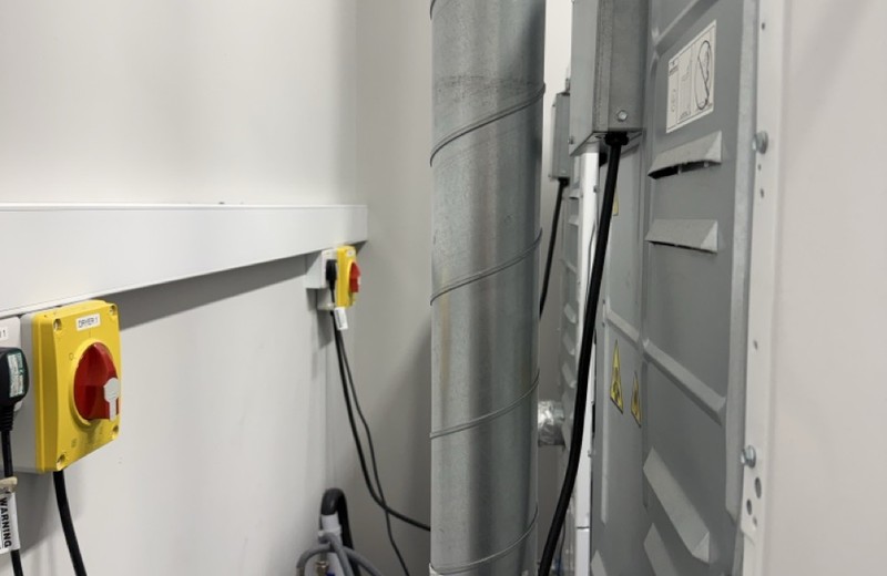 Rooftop kitchen extract fan and ductwork in Stretford