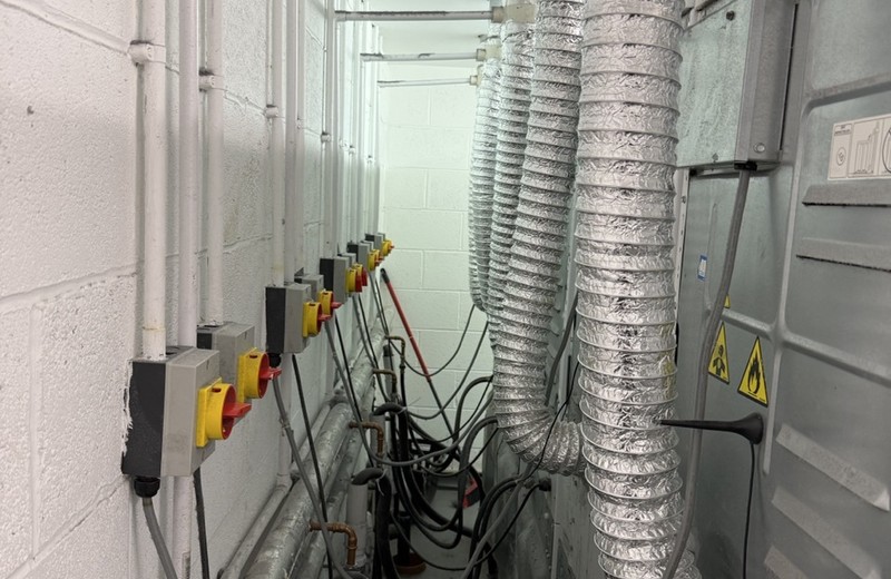 Rooftop kitchen extract fan and ductwork in Strood