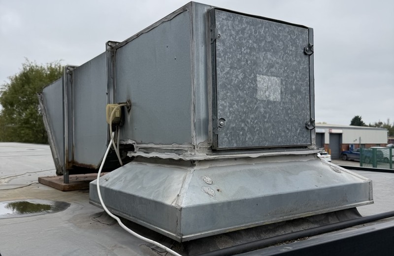 Rooftop kitchen extract fan and ductwork in Uxbridge