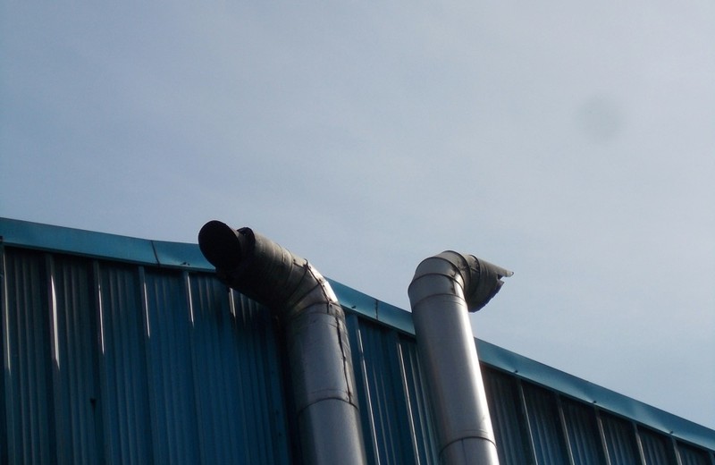 Rooftop kitchen extract fan and ductwork in West Bromwich
