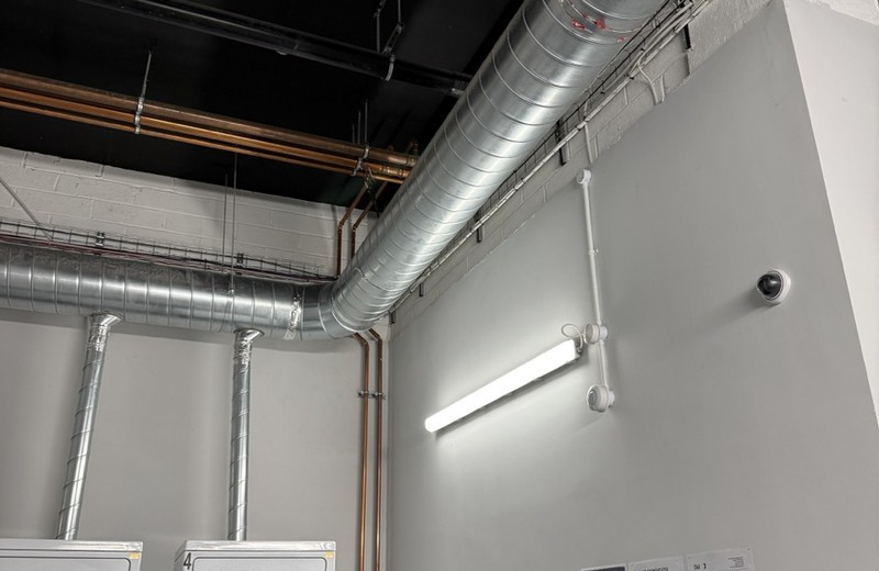 Rooftop kitchen extract fan and ductwork in Worcester