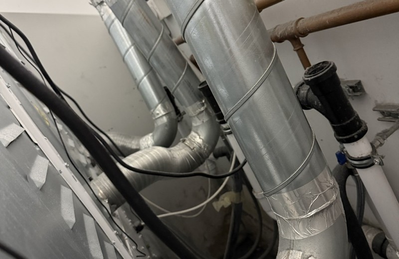 Rooftop kitchen extract fan and ductwork in Worthing